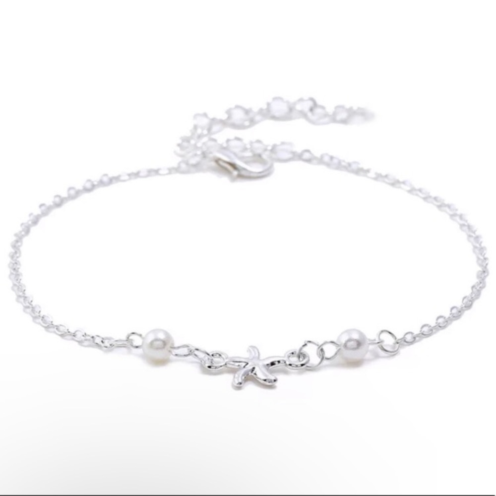 💜10/$25💜NEW Starfish Charm Pearled Chain Bohemian Anklet - Picture 8 of 9